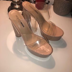Fashionnova nude clear heels